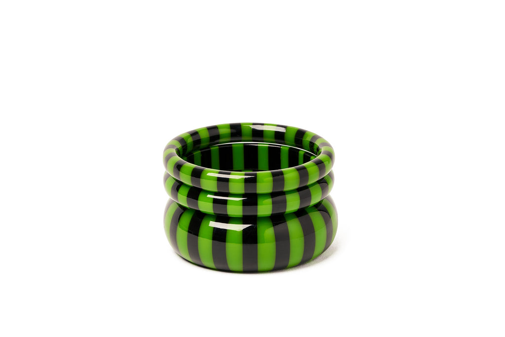 Wide slime black and green Bangle