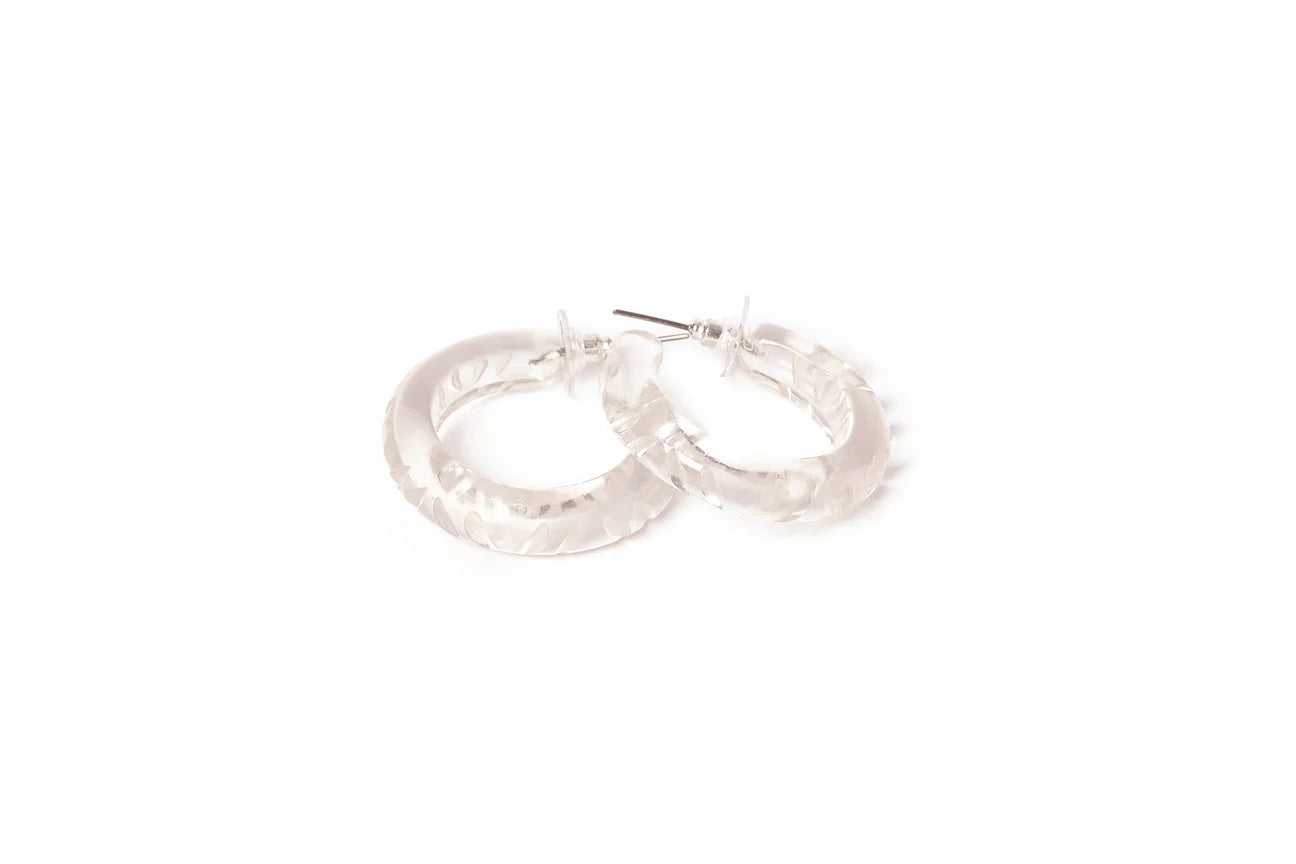 Crystal Heavy Carve Hoop Earrings