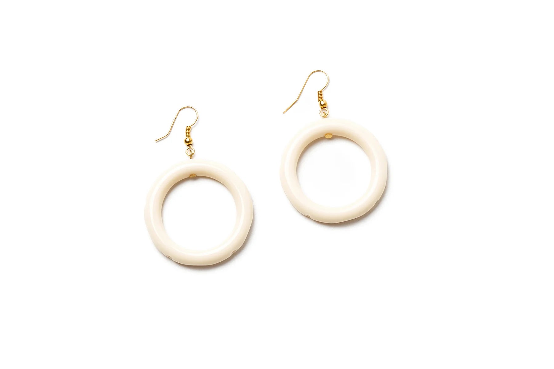 Cream Heavy Carve Fakelite Drop Hoop Earrings