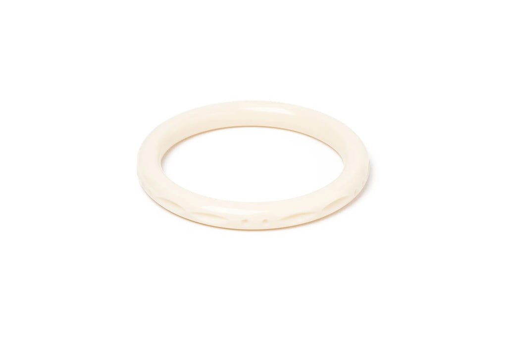 Narrow cream Heavy Carve Fakelite Bangle