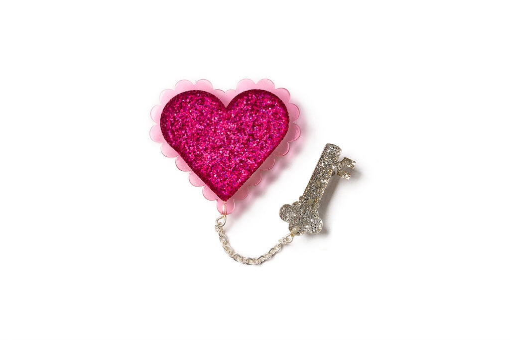 Key To My Heart Pink Valentines Brooch