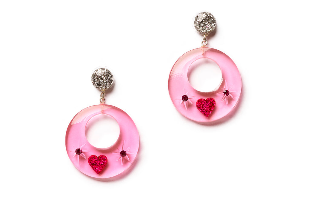 Key To My Heart Pink Valentines earrings