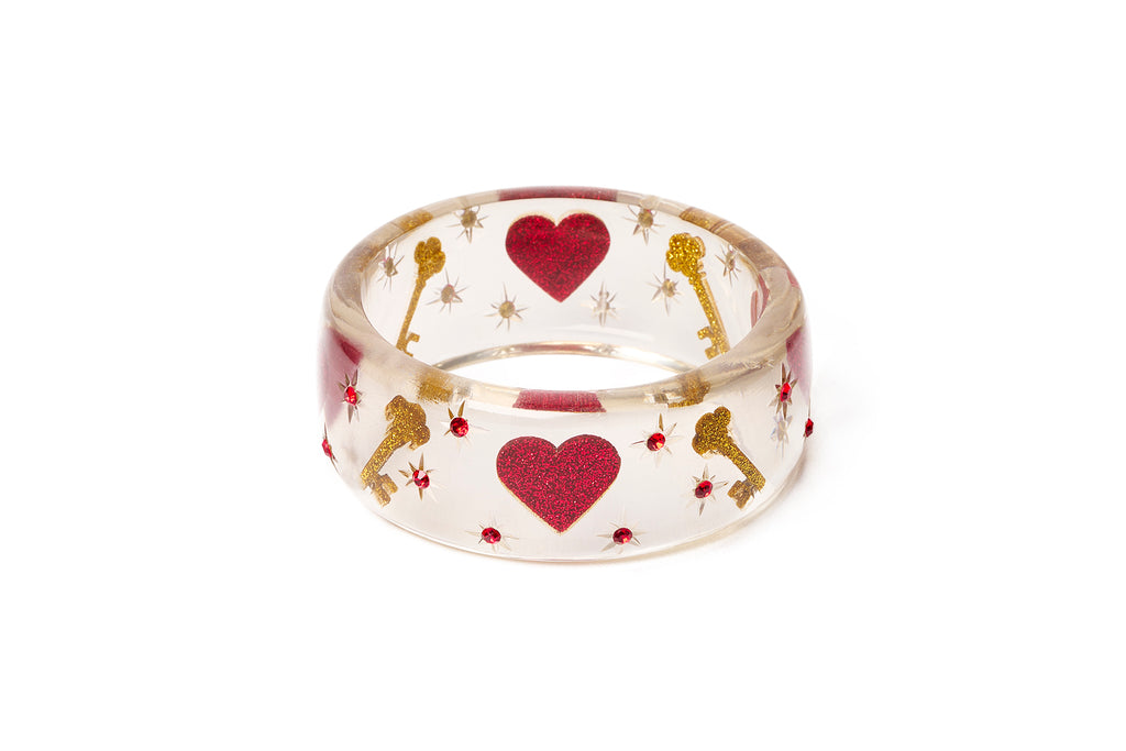 Wide Key To My Heart Clear Bangle