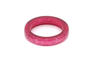 Fuchsia Pink Glitter Drop Hoop Earrings