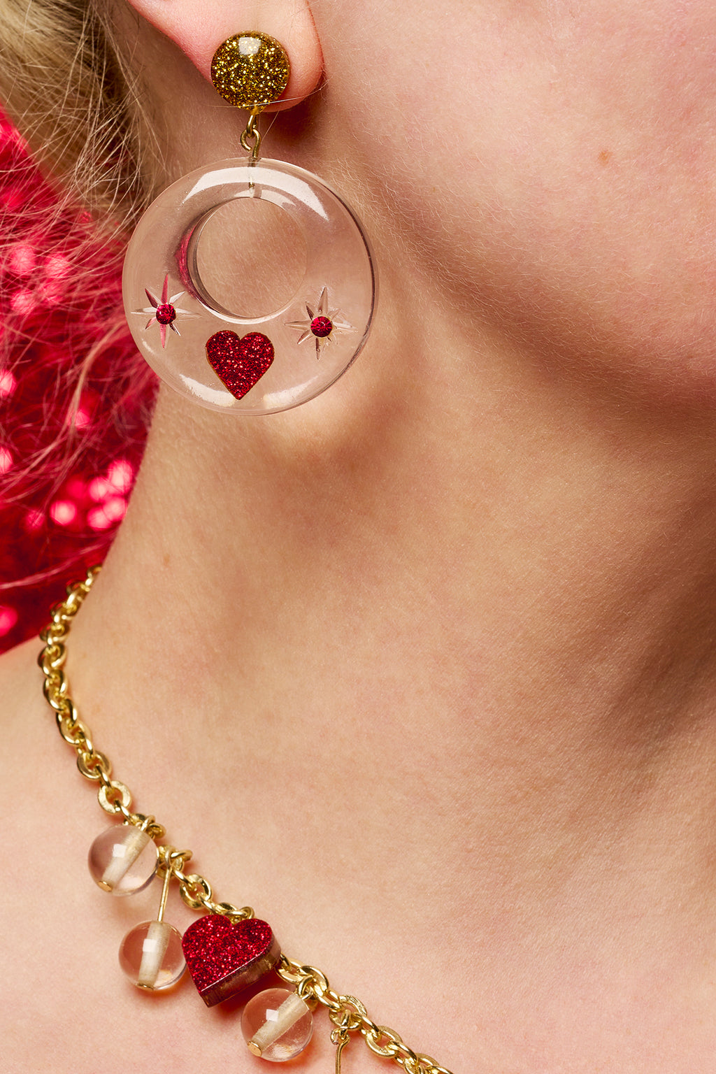 Key To My Heart Clear Valentines earrings