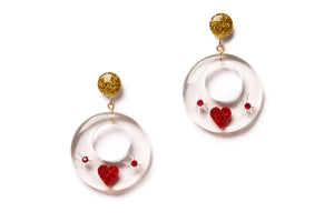 Key To My Heart Clear Valentines earrings