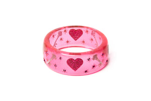 Wide Key To My Heart Pink Bangle