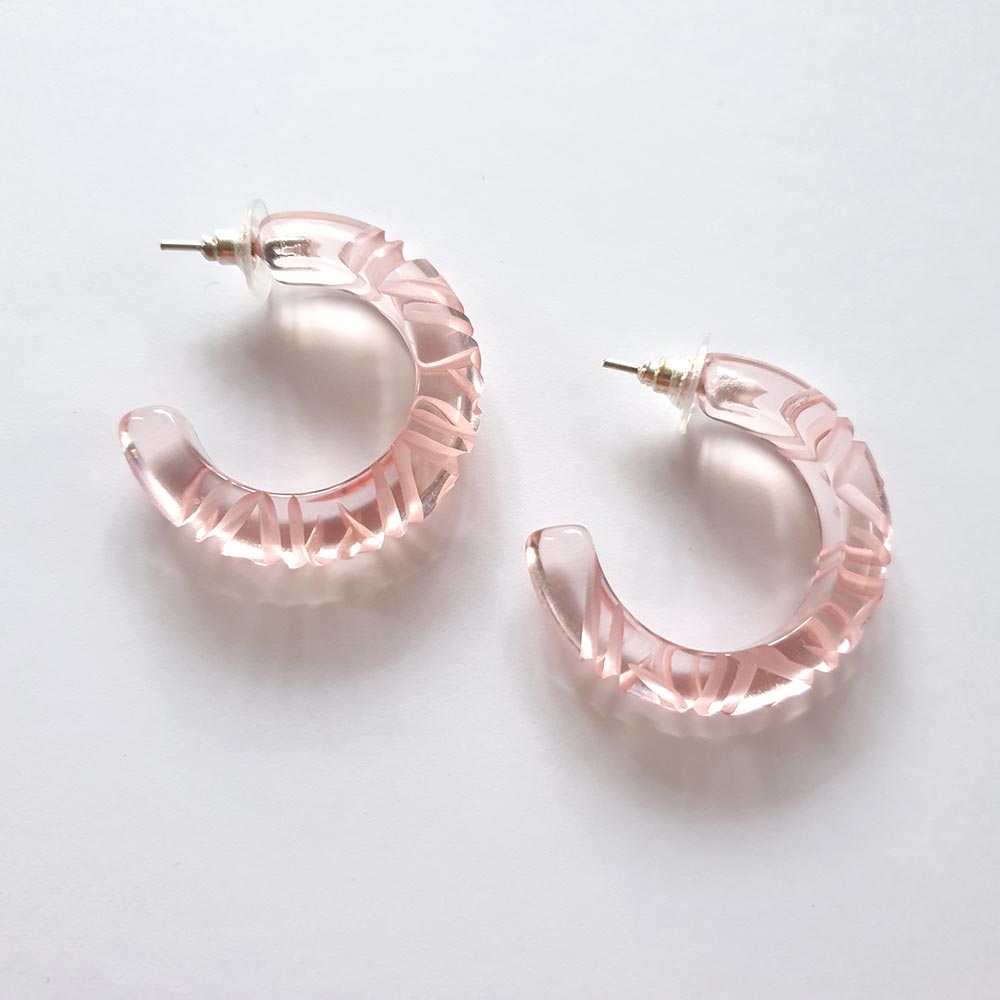 Krystal Prystal Hoop Earrings - Pink