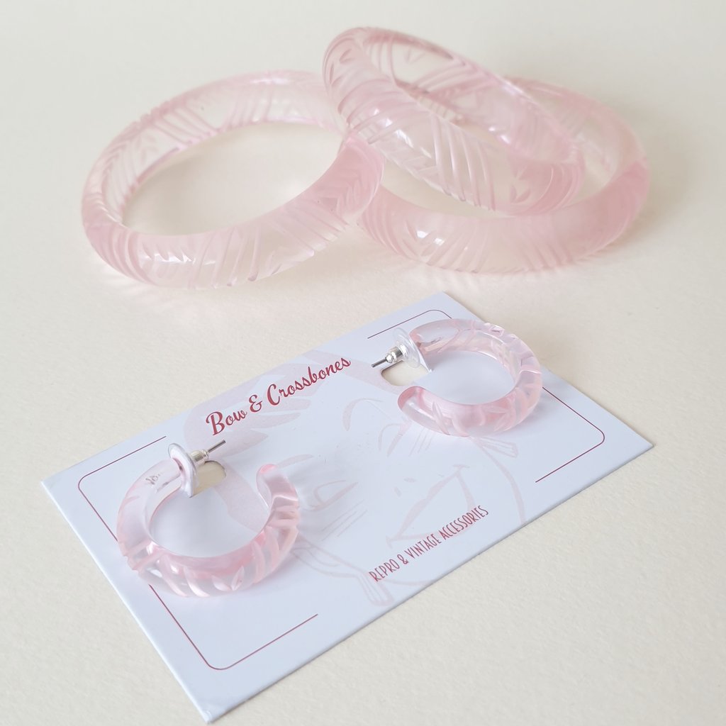 Krystal Prystal Hoop Earrings - Pink